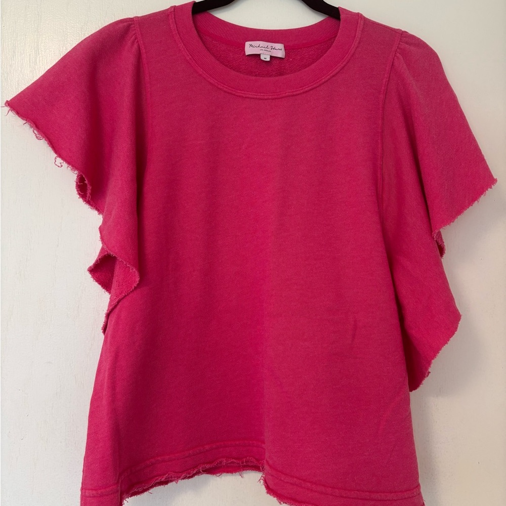 Michael Stars Hot Pink Short-sleeve Sweatshirt.